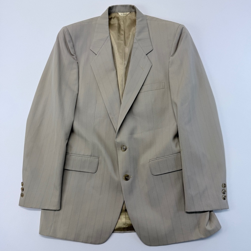 Tallia Moda Milano New York Mens Tan Pinstripe Two Button Blazer Sport Coat